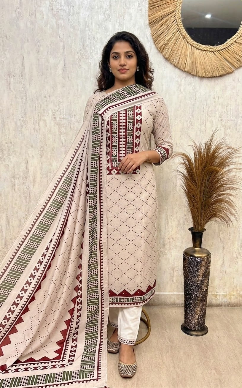 Premium Mul Cotton 3-Piece Suit