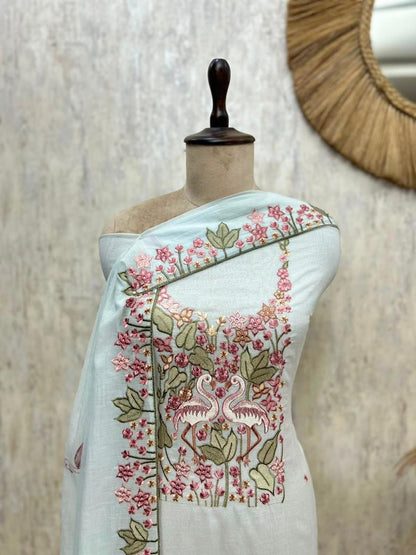 Premium Mul Chanderi Dress Material | Unstitched 3-Piece Suit Set