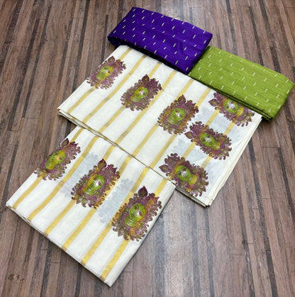 Striped Print Set Mundu – Premium Cotton Lines