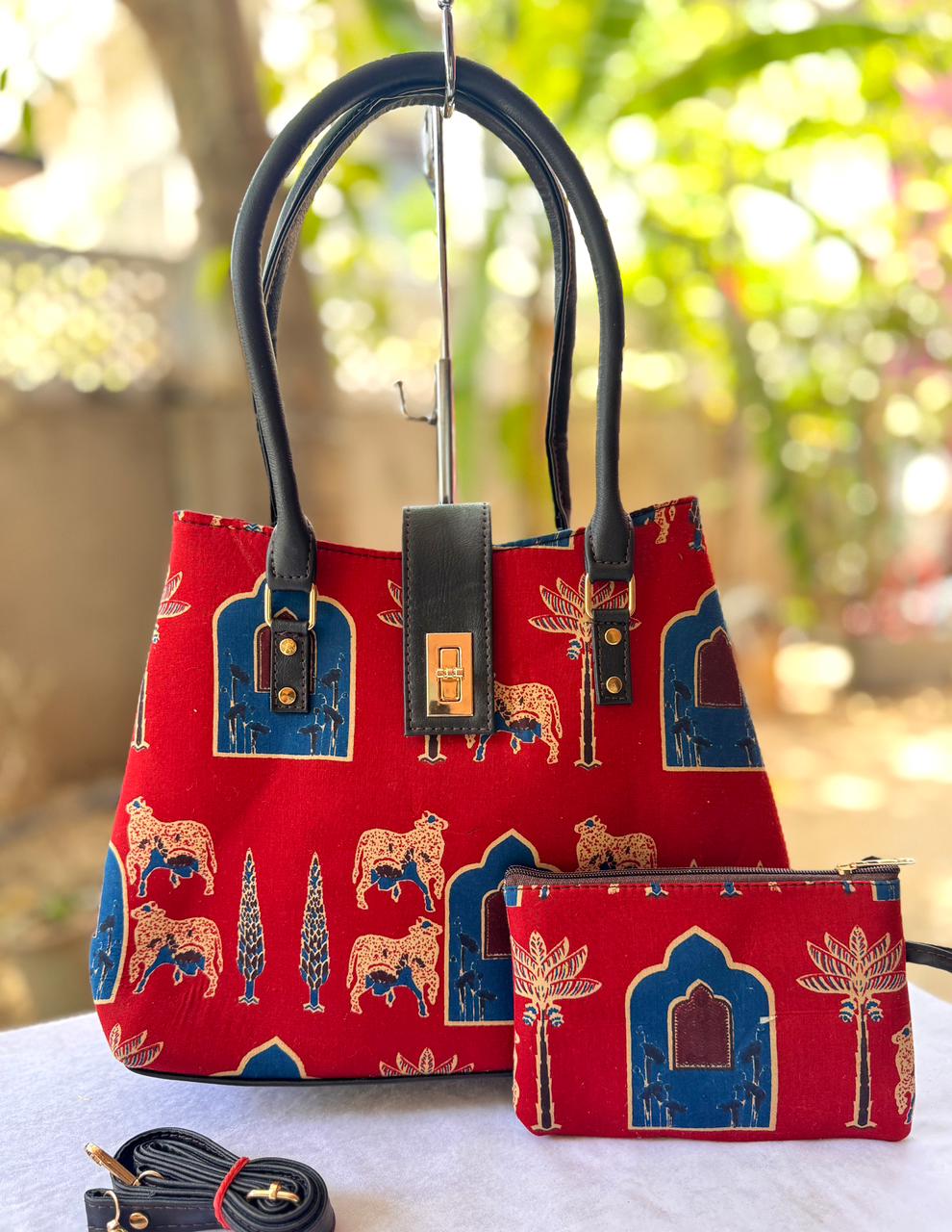 Python Tote Cum Sling Bag – Hand Block Printed