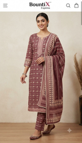 Elegant Maheshwari Unstitched 3-Piece Suit Set