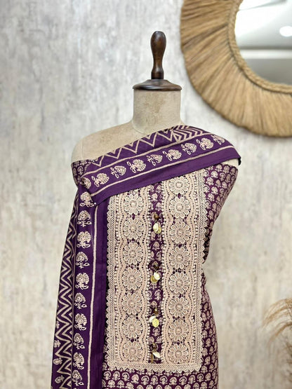 Elegant Unstitched Cotton 3-Piece Suit Set