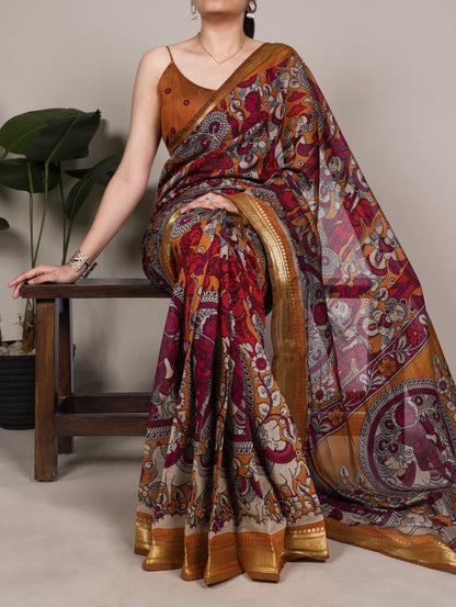 Luxury Chanderi Kalamkari Saree
