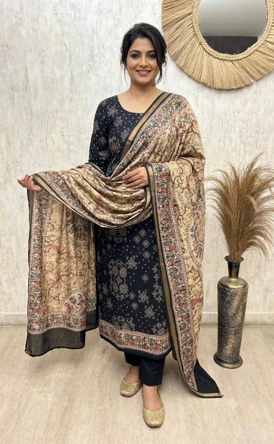 Premium Maheshwari Cotton Unstitched 3-Piece Suit Set