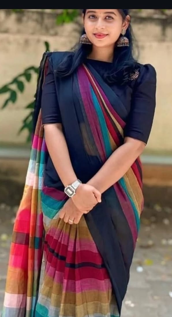 Trending MUL MUL Rainbow Cotton Saree