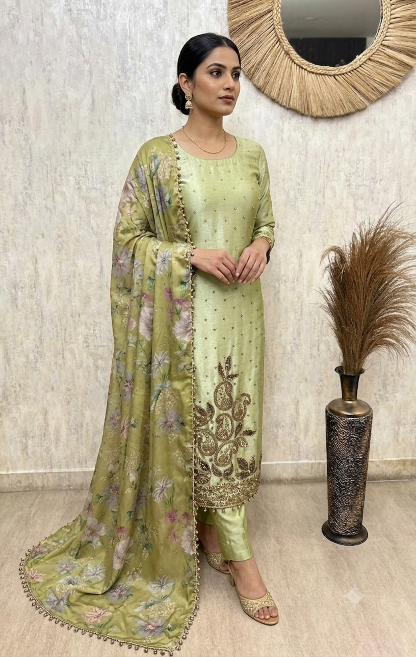 Luxury Giraffe Tissue Unstitched 3-Piece Suit Set