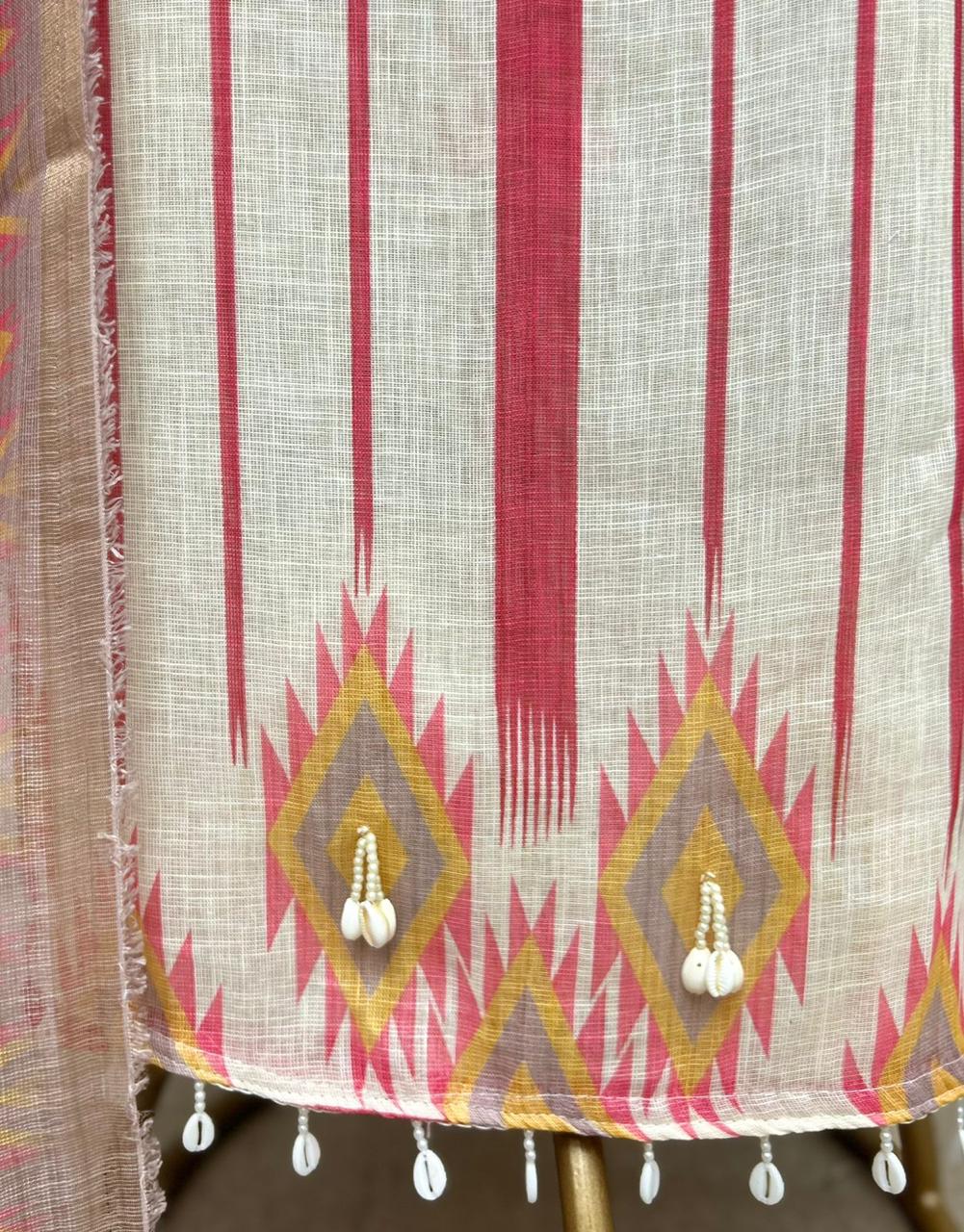 Premium Linen Unstitched 3 Piece Suit for Women | Linen Dupatta & Shantoon Bottom