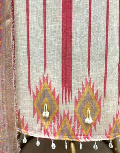 Premium Linen Unstitched 3 Piece Suit for Women | Linen Dupatta & Shantoon Bottom