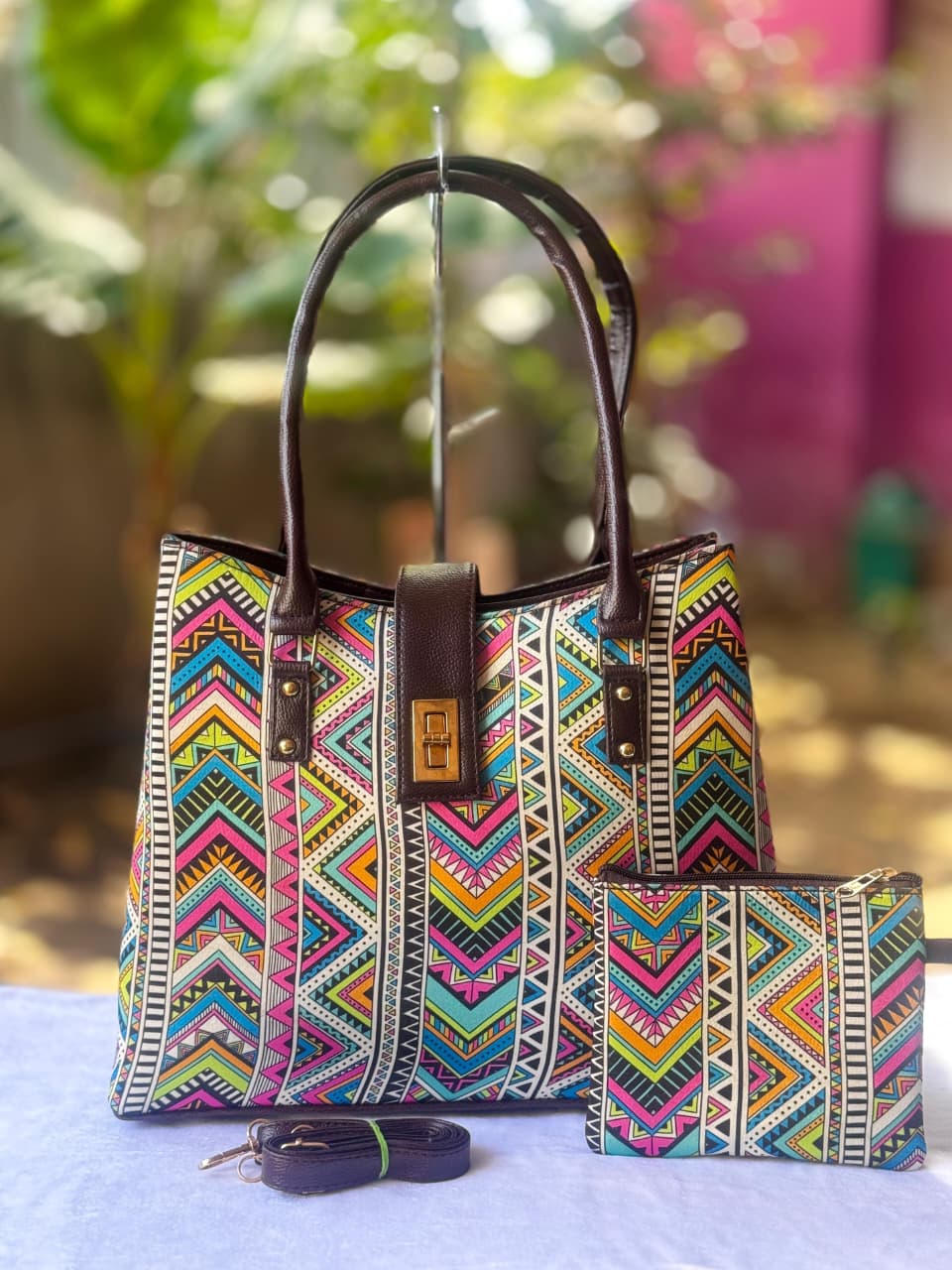 Python Tote Cum Sling Bag – Hand Block Printed