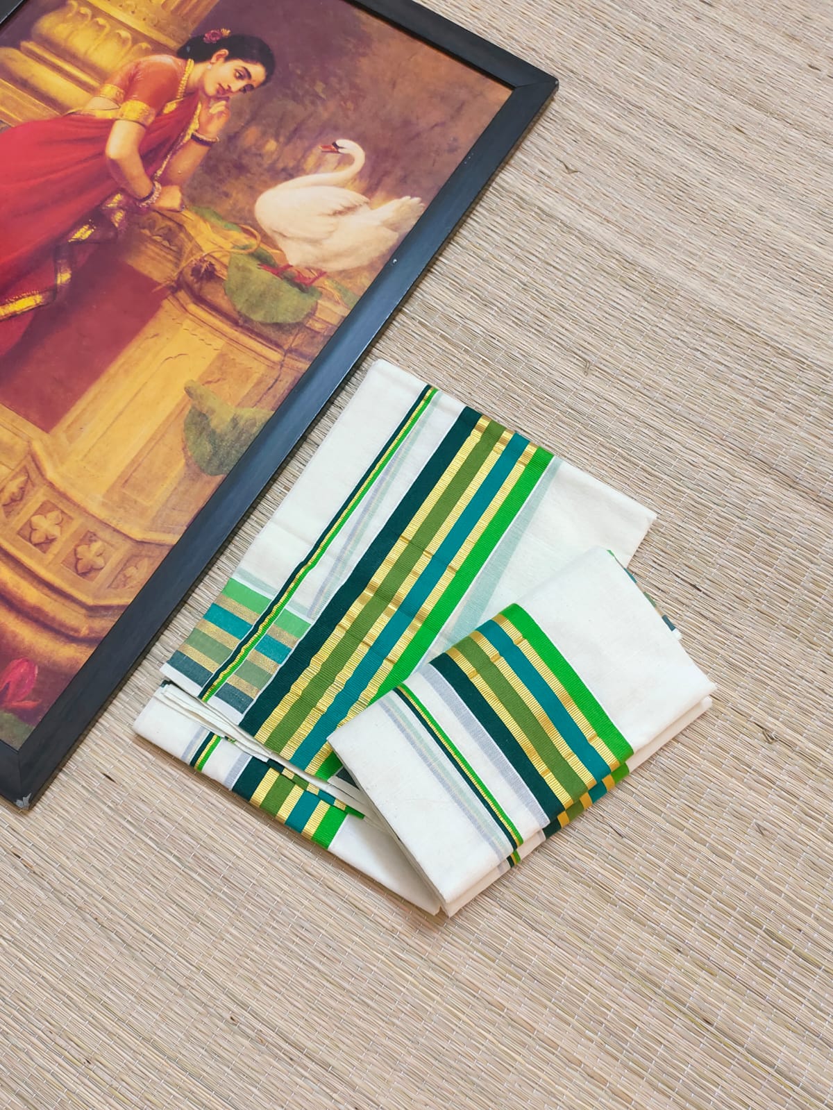 Premium Cotton Handloom Zari Set Mundu
