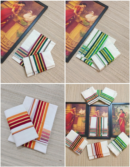 Premium Cotton Handloom Zari Set Mundu