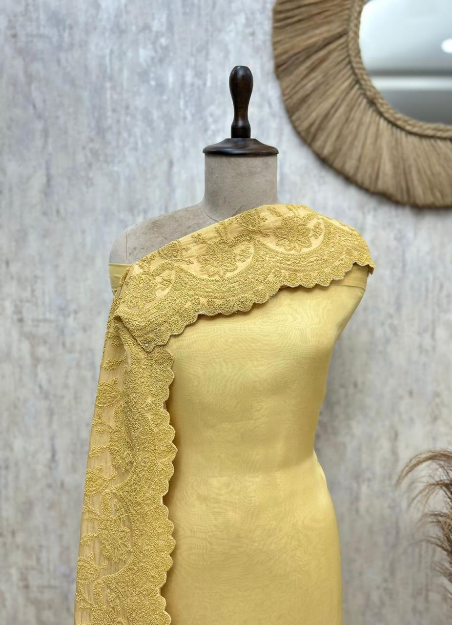 Premium Organza Unstitched Suit Set