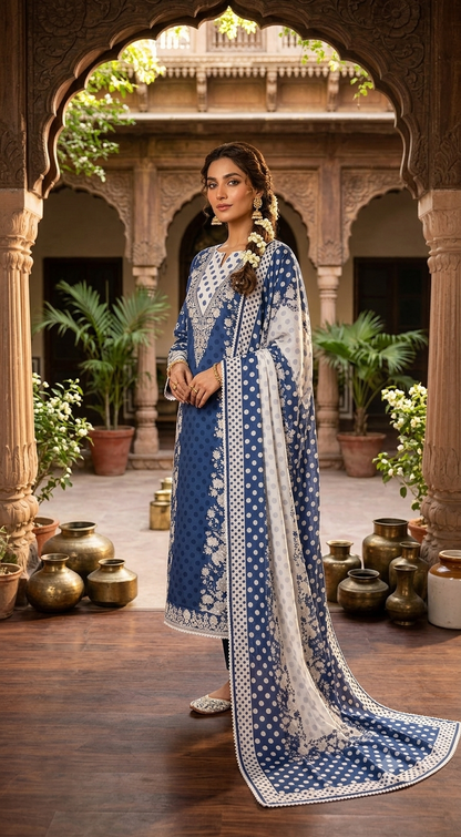 Premium Muslin Unstitched 3-Piece Suit for Women