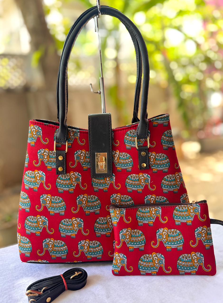 Python Tote Cum Sling Bag – Hand Block Printed