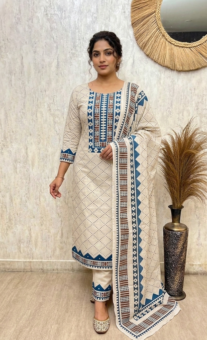 Premium Mul Cotton 3-Piece Suit