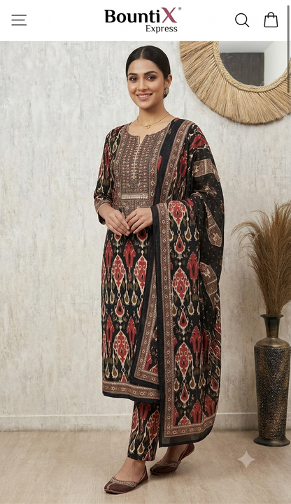 Classic Cotton Unstitched 3-Piece Suit Set