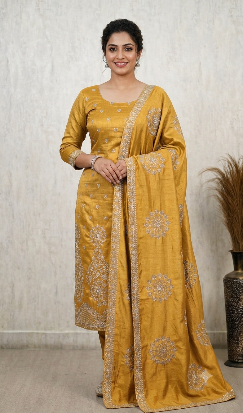 Elegant Tissue Unstitched 3-Piece Suit Set
