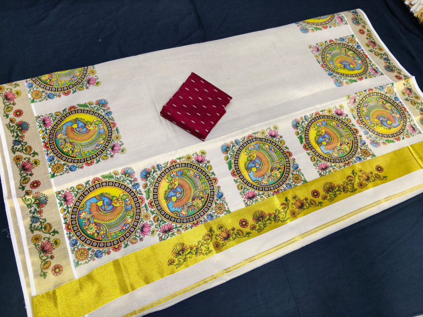 Premium Tissue Mural Print Saree