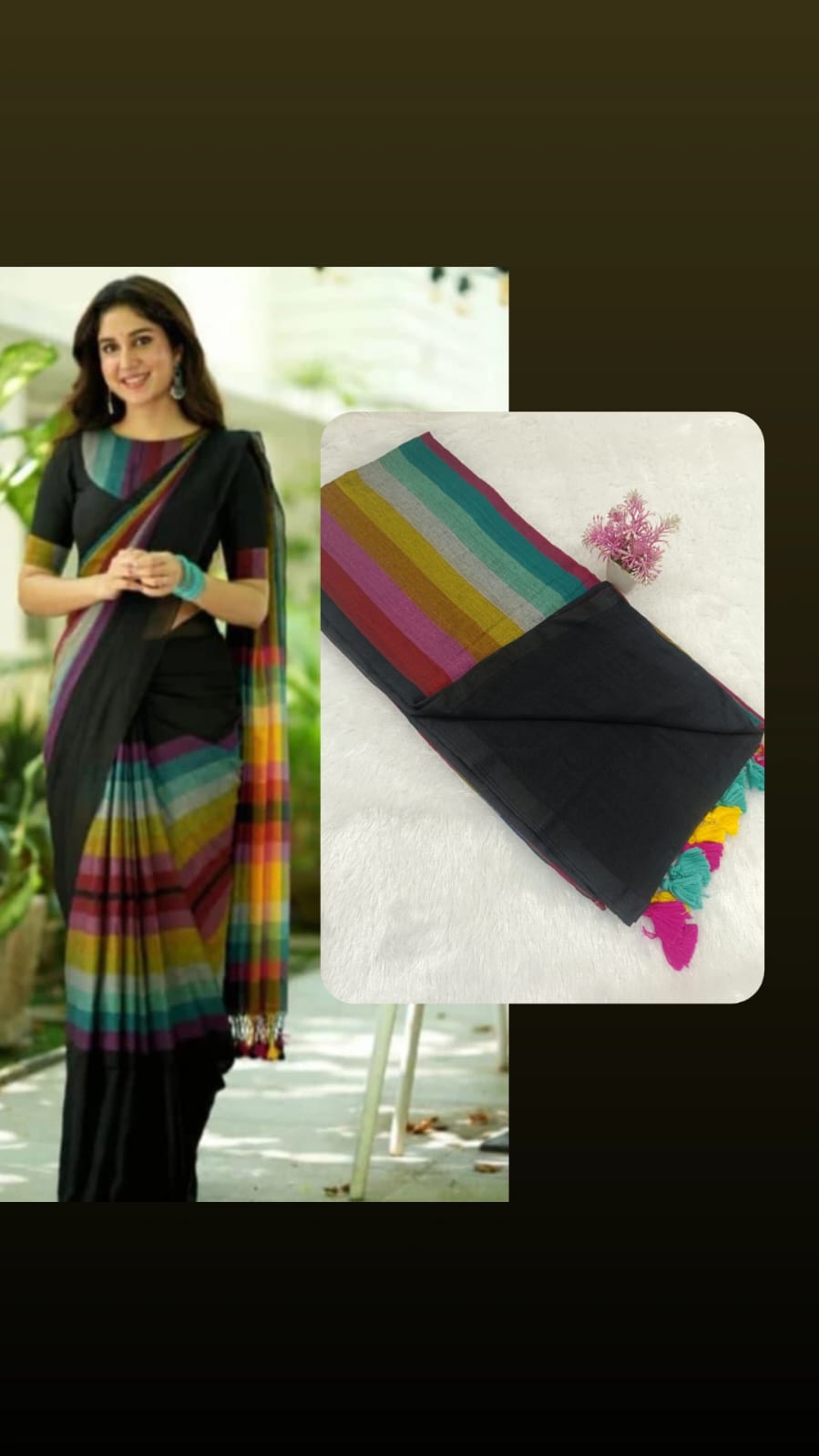 Trending MUL MUL Rainbow Cotton Saree