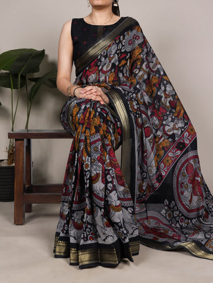 Luxury Chanderi Kalamkari Saree