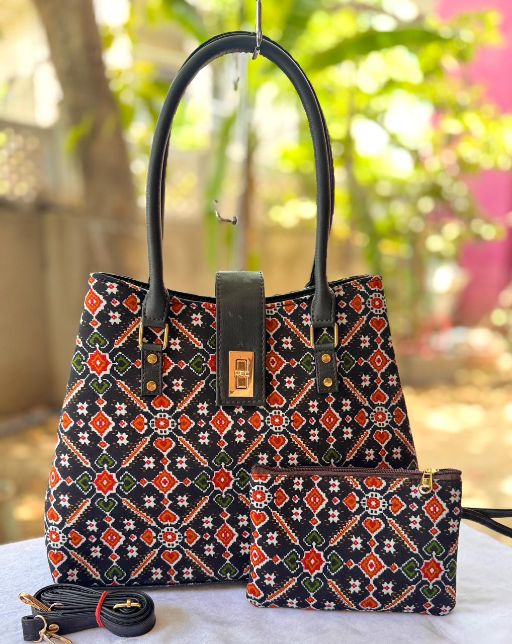 Python Tote Cum Sling Bag – Hand Block Printed