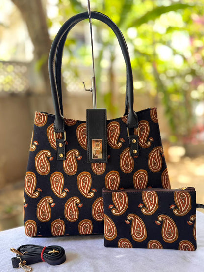 Python Tote Cum Sling Bag – Hand Block Printed