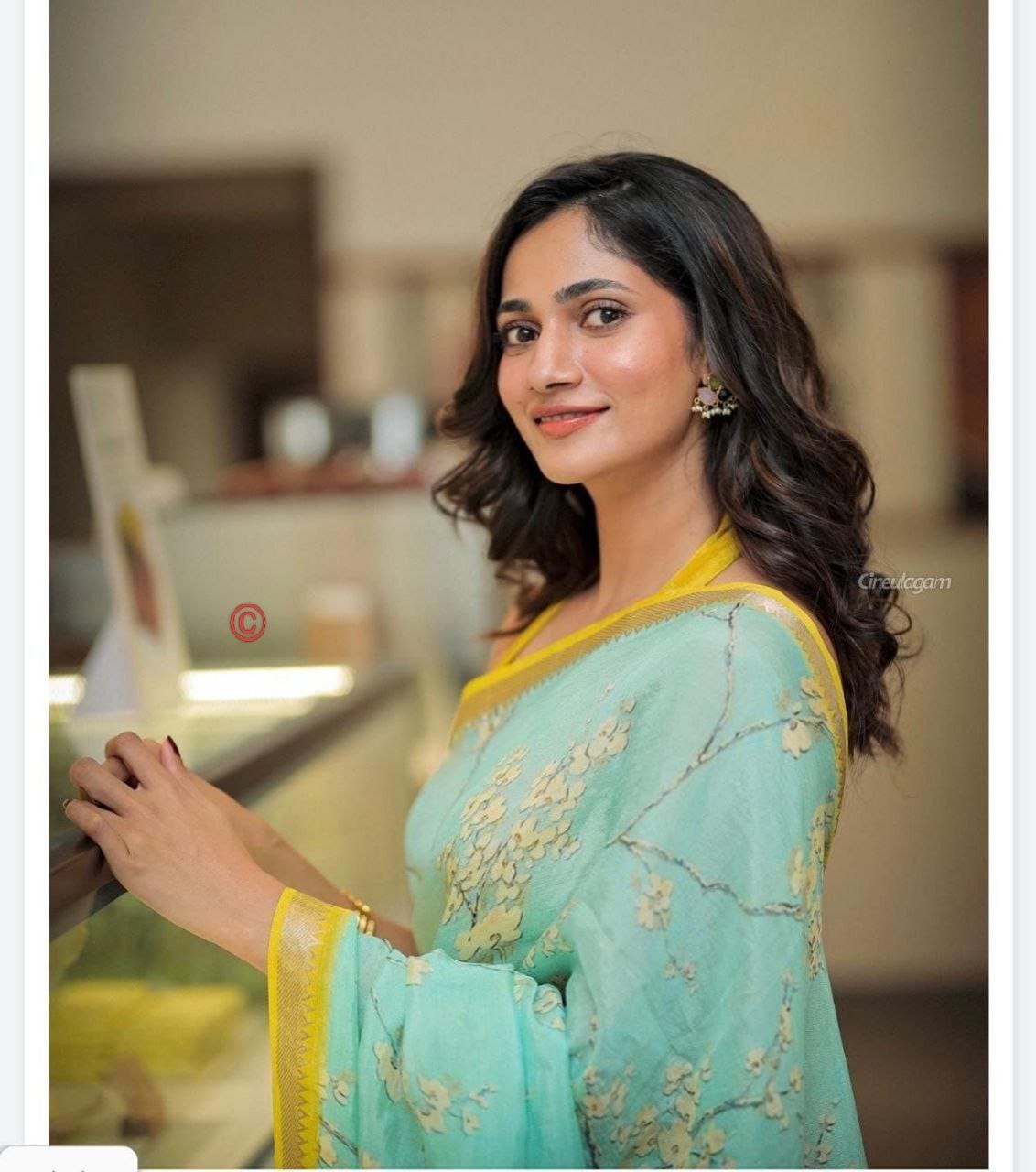 Premium Soft Linen Saree with Mangalagiri Border & Digital Print