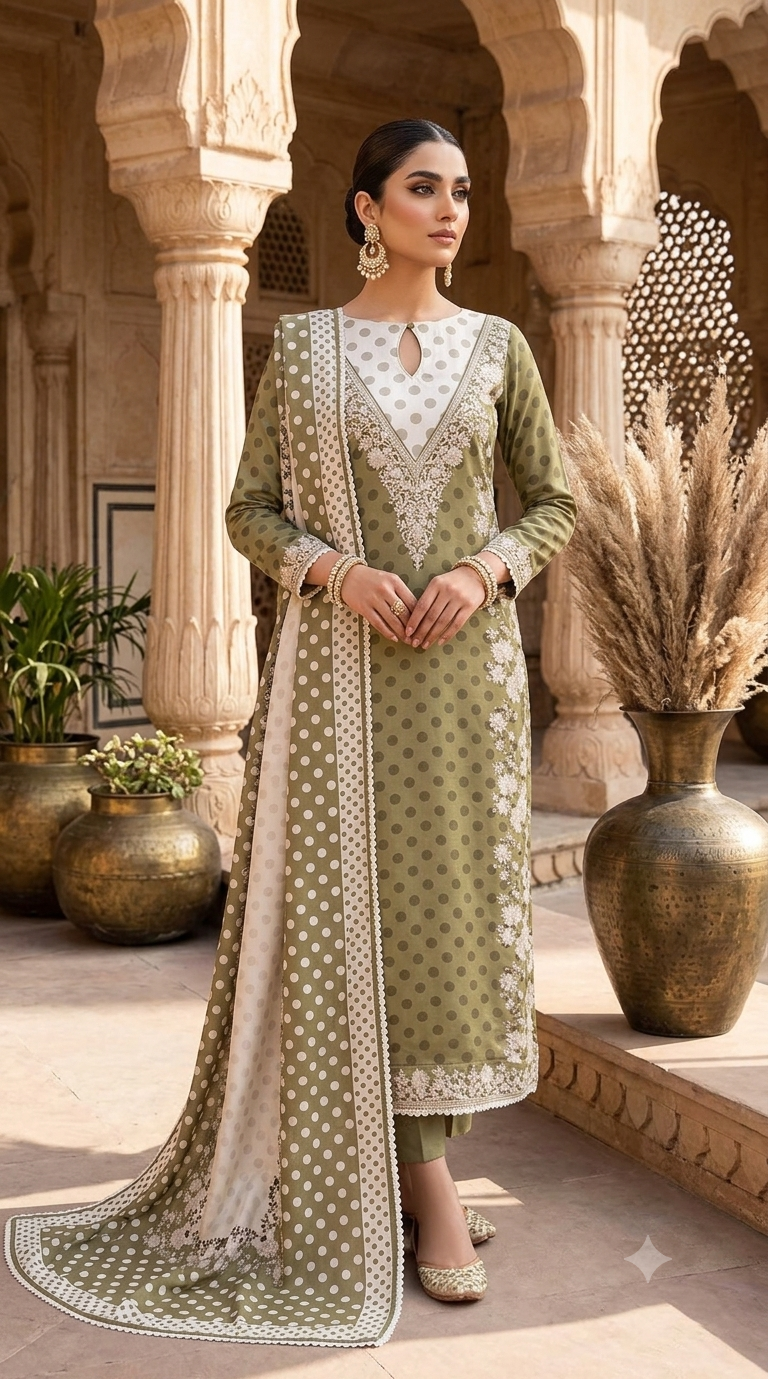 Premium Muslin Unstitched 3-Piece Suit for Women