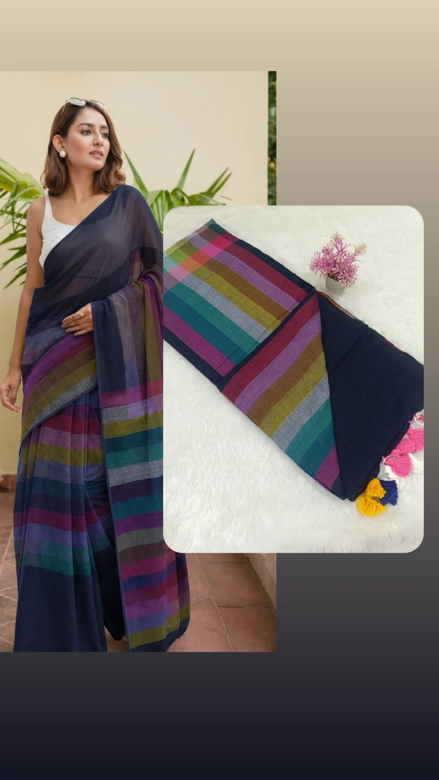 Trending MUL MUL Rainbow Cotton Saree