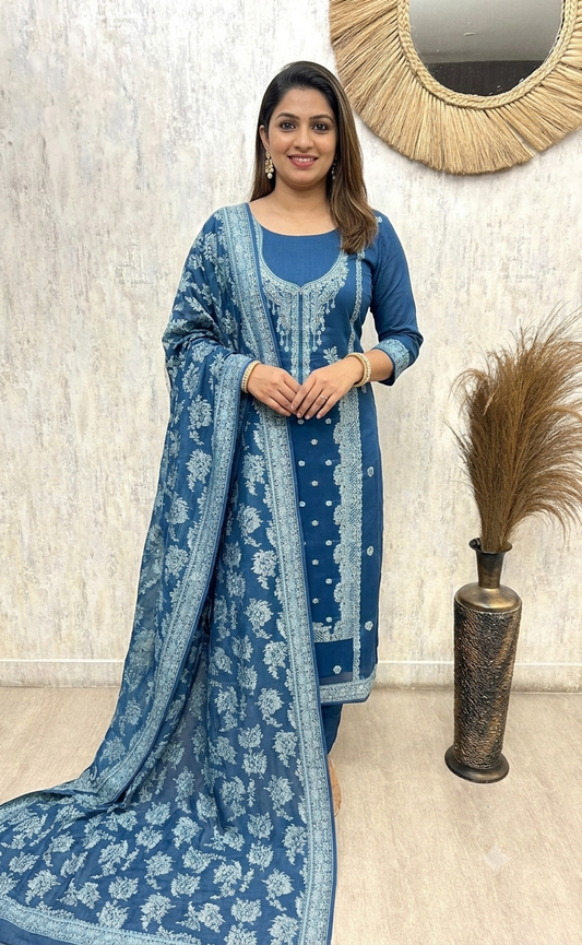 Premium Jamdani Linen Unstitched 3-Piece Suit Set