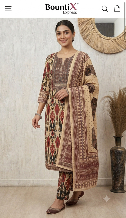Classic Cotton Unstitched 3-Piece Suit Set