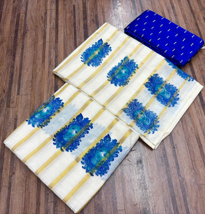 Striped Print Set Mundu – Premium Cotton Lines