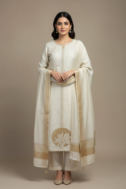 Premium Jamdani Linen Unstitched 3-Piece Suit