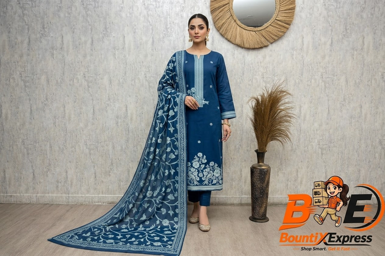 Premium Jamdani Linen Unstitched 3-Piece Suit Set