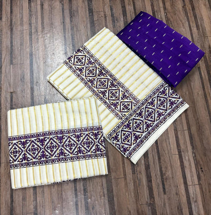 Striped Print Set Mundu + Blouse Piece | ₹1,599