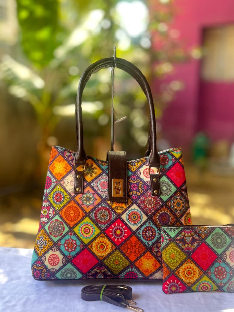 Python Tote Cum Sling Bag – Hand Block Printed