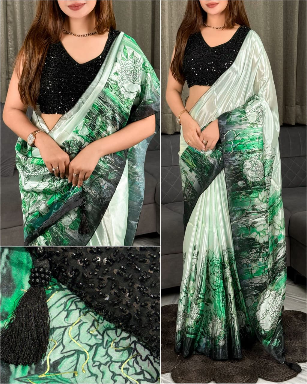Luxury Glass Crepe Party Wear Saree