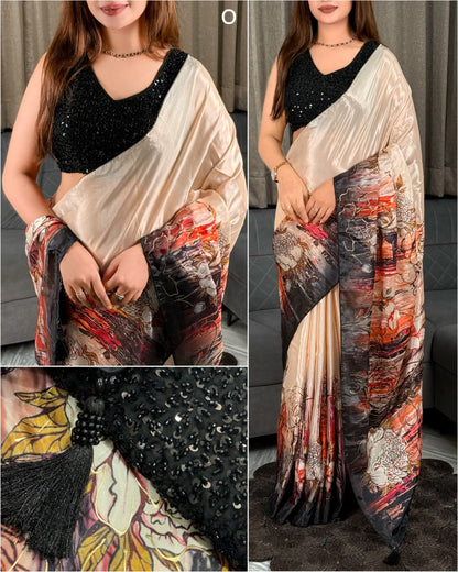 Luxury Glass Crepe Party Wear Saree